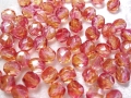 20 x Böhmische Glasschliffperlen, 8 mm, orange-rot-pink
