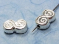 Schöne Metallperle, Doppelspirale, 16 mm, versilbert
