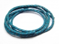1 Meter Geflochtenes Lederband, 3 mm, türkisblau