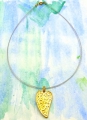 Collier, Halsreif,  Nyloncollier, 3-reihig,  goldfarbener Verschluss, 42 cm