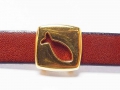 Bild 1 von Metallperle, Slider, Schiebeperle für 10 mm breites Band, Quadrat mit Fisch, vergoldet