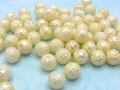 50 x Böhmische Glasperlen, Krepp-Perlen, rund, 8 mm, Farbe: elfenbein