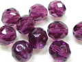 15 x Böhmische Glasschliffperlen, 10 mm, dark amethyst