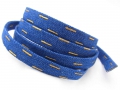 1 m Jeansband, 10 mm breit, blau mit Dekor in gold
