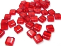 50 x Böhmische Glasperlen, Quadrat, 8 x 8 mm, rot