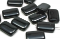 15 x  Böhmische Glasperlen, Rechteck, 19 x 12 mm, schwarz