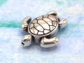 Metallperle,  Schildkröte, 16 x 15 mm, versilbert