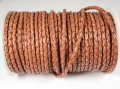 1 Meter Geflochtenes Lederband, 3 mm, hellbraun