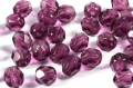 40 x Böhmische Glasschliffperlen, 6 mm, dark amethyst