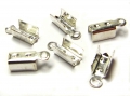 10 x Endkappen für Bänder bis 4 mm, silberfarben