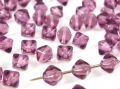 100 x Böhmische Glasperlen, Doppelpyramide, amethyst, 6 mm