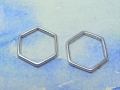 3 Metallanhänger, kleines Hexagon, 11 x 10 mm, versilbert, 