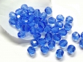 40 x Böhmische Glasschliffperlen, 6 mm, safirblau