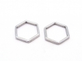 2 x Metallanhänger, Hexagon, 16 x 14 mm, versilbert