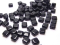 100 x Böhmische Glasperlen, Quadrat, 6 x 6 mm, schwarz