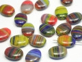 20 x Böhmische Glasperlen, oval, 13 mm, grün - bunt