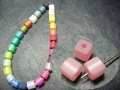 3 x Polarisperlen, Würfel, 6 x 6 mm, rosé