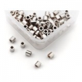 100 x Quetschröhrchen, 2 x 1,5 mm, silberfarben