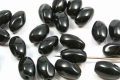 50 x Böhmische Glasperlen, oval, 11 x 7 mm, schwarz