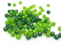 20 g Preciosa  Rocailles,  4,5 mm, grüner Mix, mit Silbereinzug