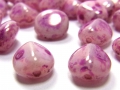 Bild 2 von 35 x Böhmische Glasperlen, Nuggets, 7,5 mm, weiß-fuchsia