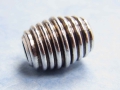 Metallperle, Tonne, 15 mm, für 5 mm-Band, gerillt, versilbert, 1 Stück