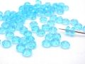 100 x Böhmische Glasperlen, Blümchen, 6 x 3 mm, aqua transparent