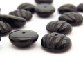 100 x  Böhmische Glasperlen, Button, 13 x 11 mm, schwarz