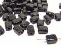 100 x Böhmische Glasperlen, kleine Rechtecke, 6 mm, schwarz